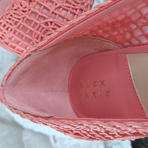 Alex Marie ASHTON Coral Crochet Pointed Kitten Heels with Buckle 10M Coral PINK - Picture 3 of 16